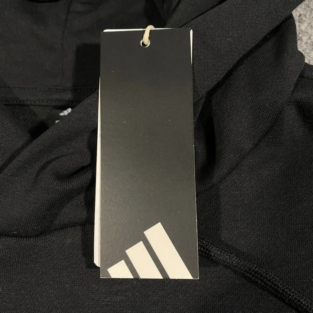 Adidas 3D Retro 70s Striped Logo Hoodie Adult M Black Spell Out Disco Groovy NWT